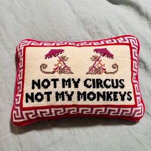 Whimsical Red and Cream Accent Pillow